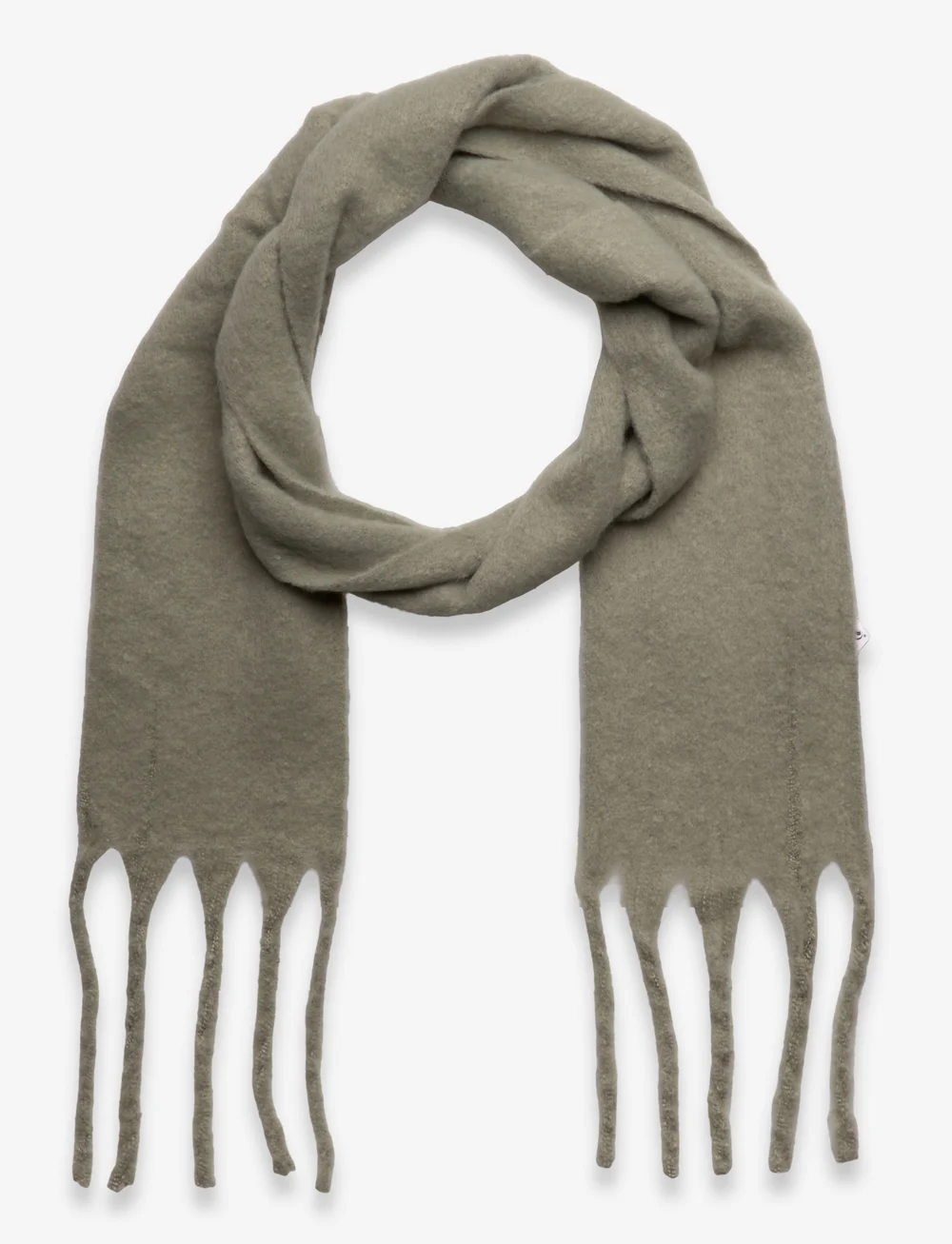 Lindex - Scarf big fringe skinny - kaulahuivit - dusty green - 0