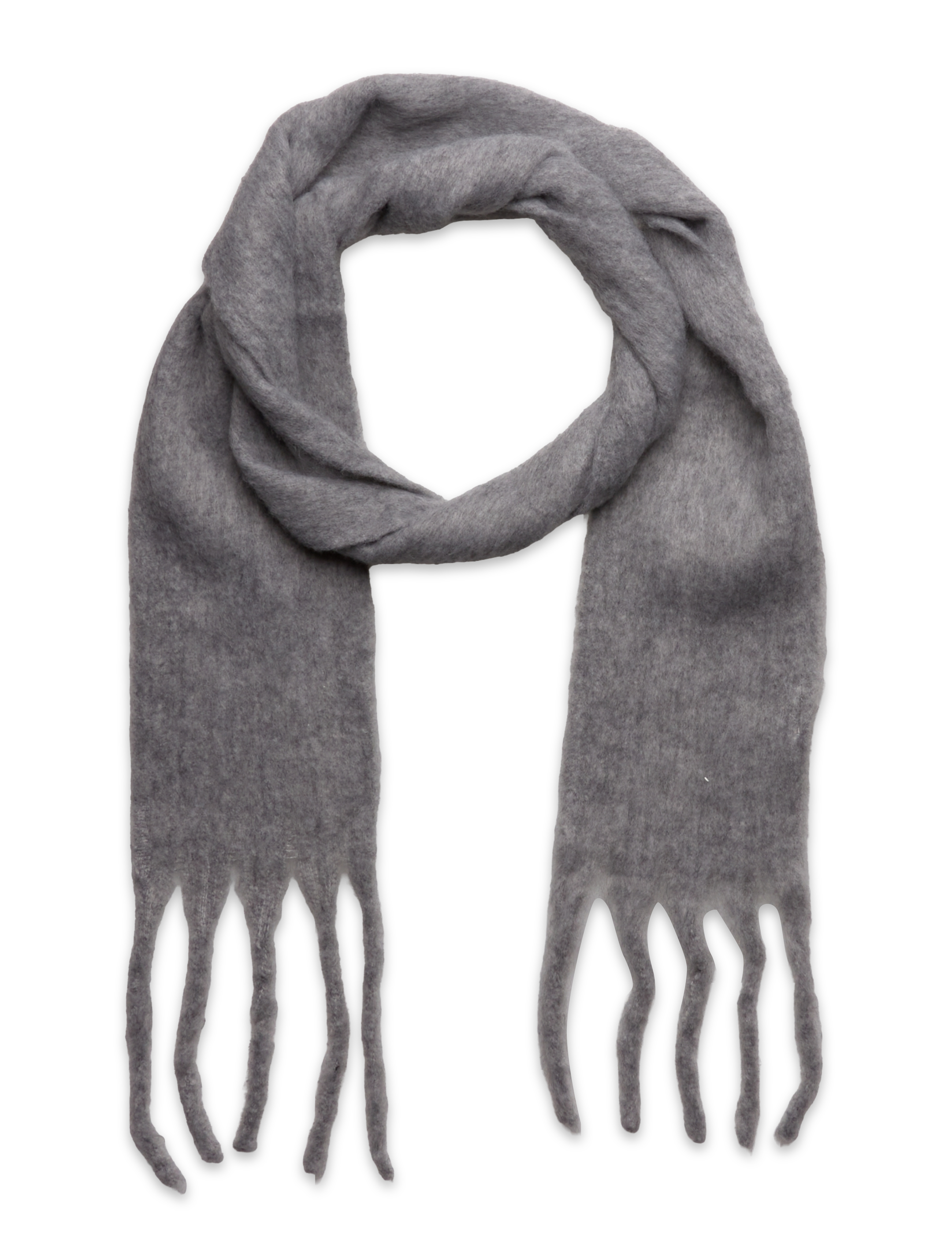 Lindex Scarf big fringe skinny - Accessoires - GREY MELANGE / grey
