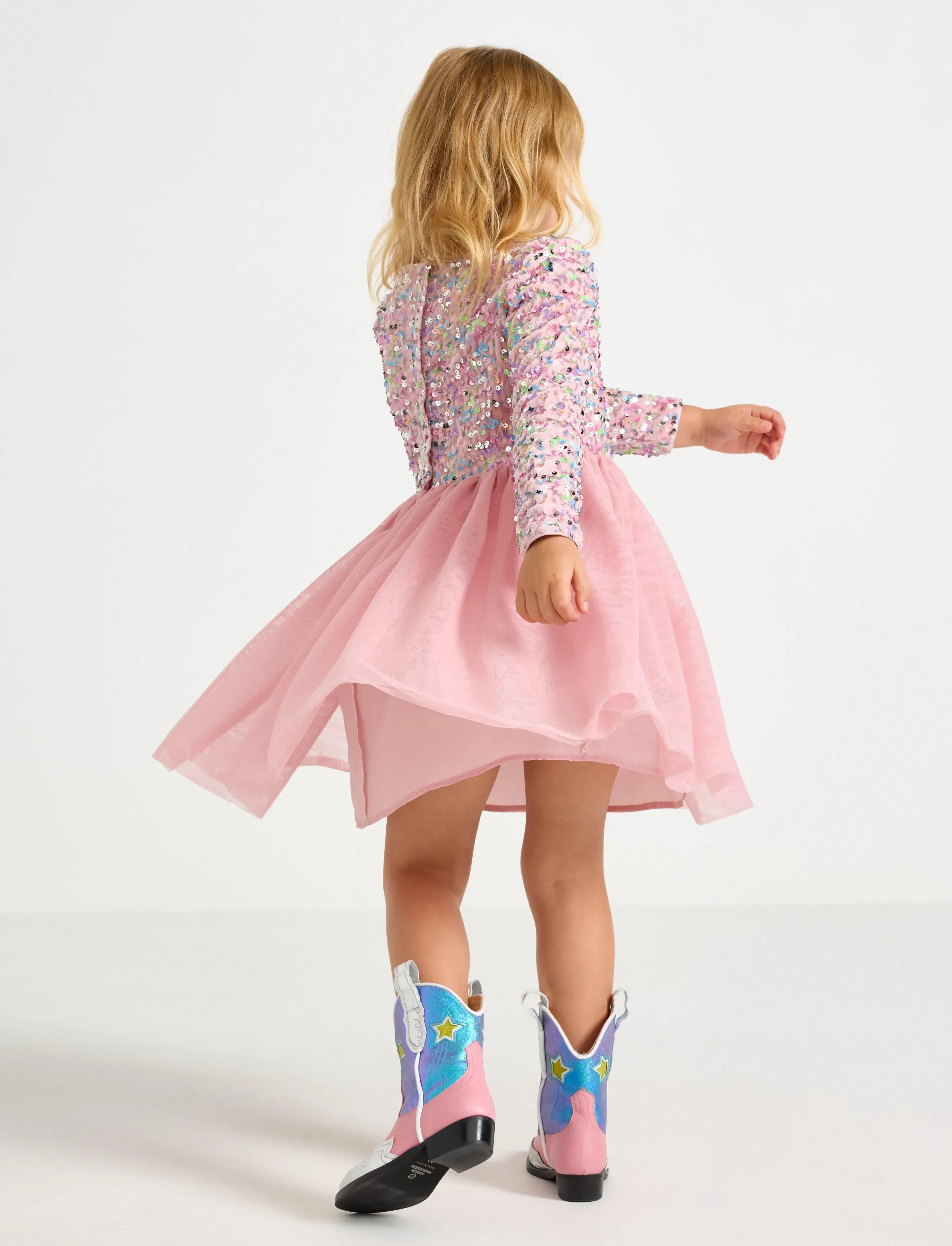 Lindex - Long-sleeved dress with sequins - dusty pink - 3
