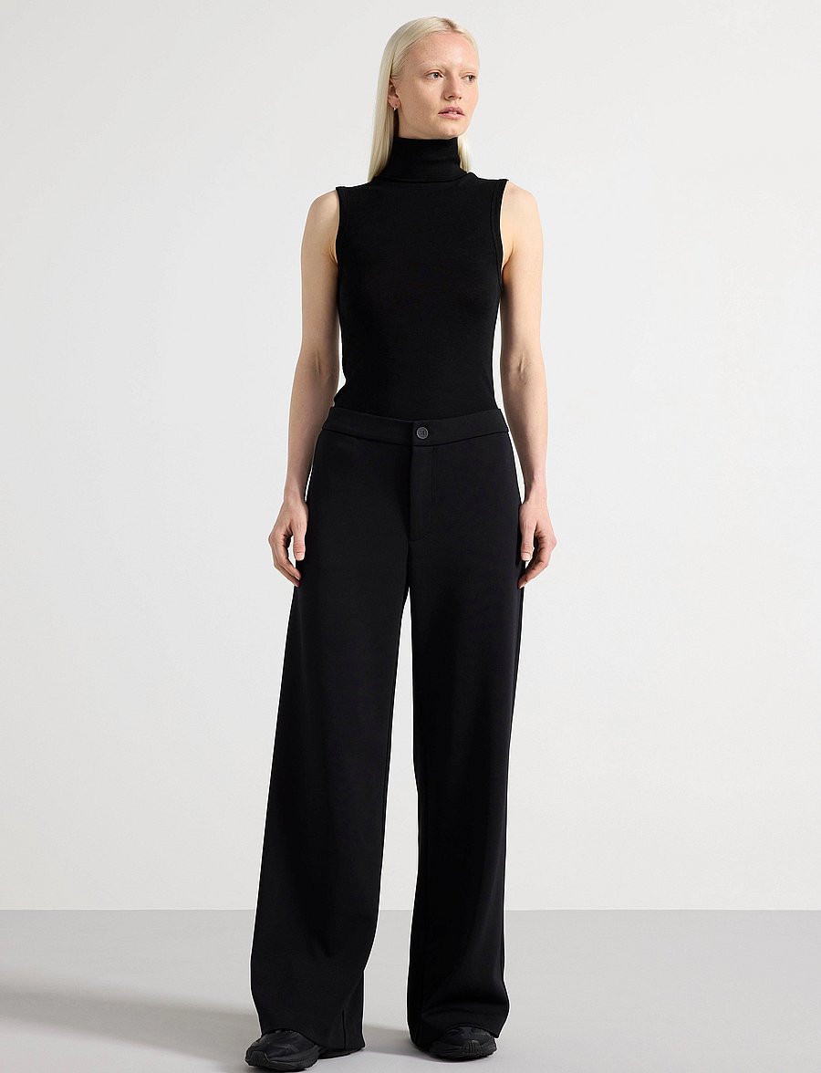Lindex - Trousers Rut - hosen mit weitem bein - black - 0