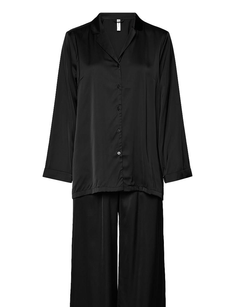 Lindex - Pyjama long sleeve satin - weihnachts-pyjamas - black - 1