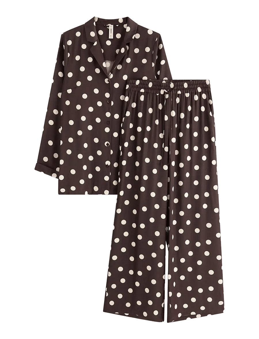 Lindex - Pyjama set in satin - pyjamas - dark dusty brown - 1
