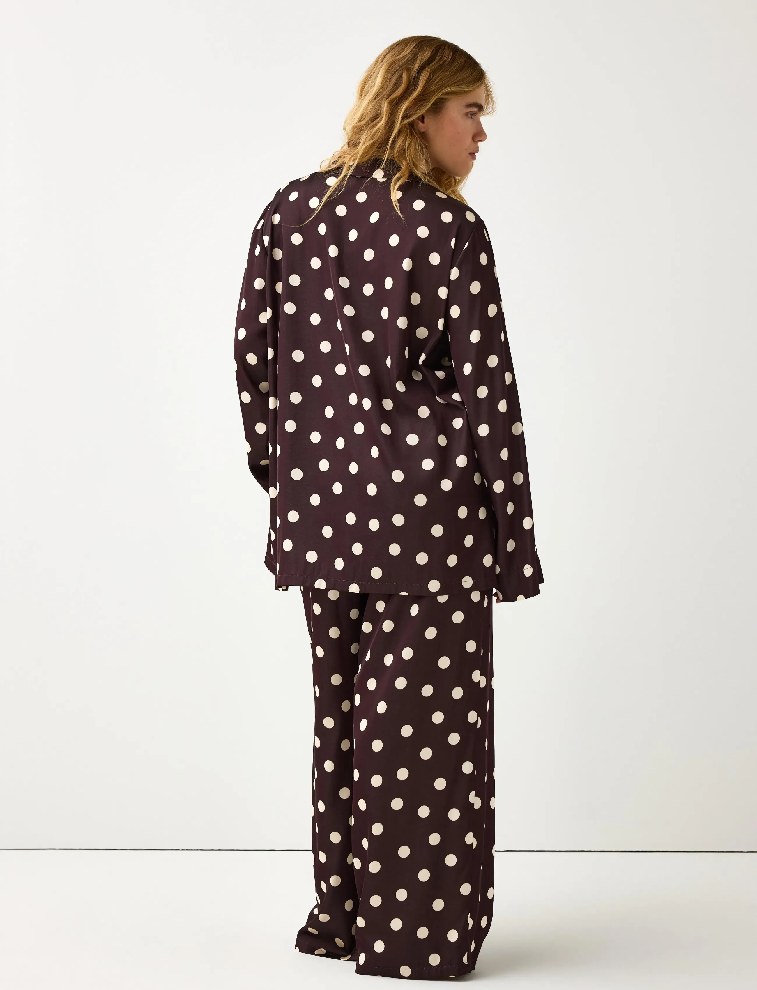 Lindex - Pyjama set in satin - pyjamas - dark dusty brown - 3