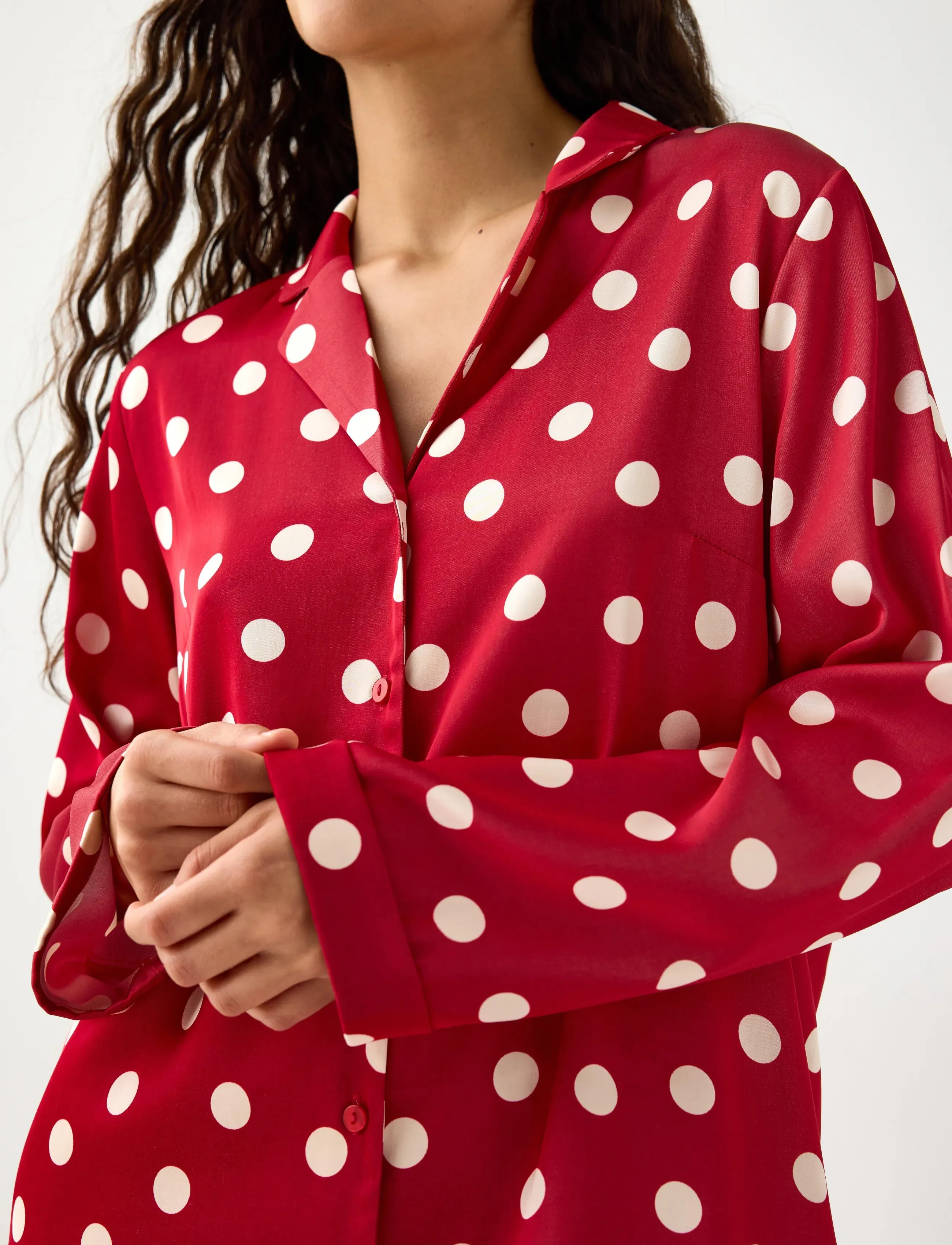 Lindex - Pyjama set in satin - pyjamas - red - 4