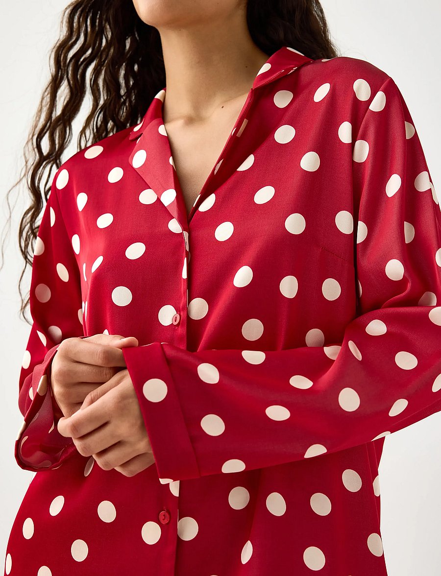 Lindex - Pyjama set in satin - pyjamas - red - 4