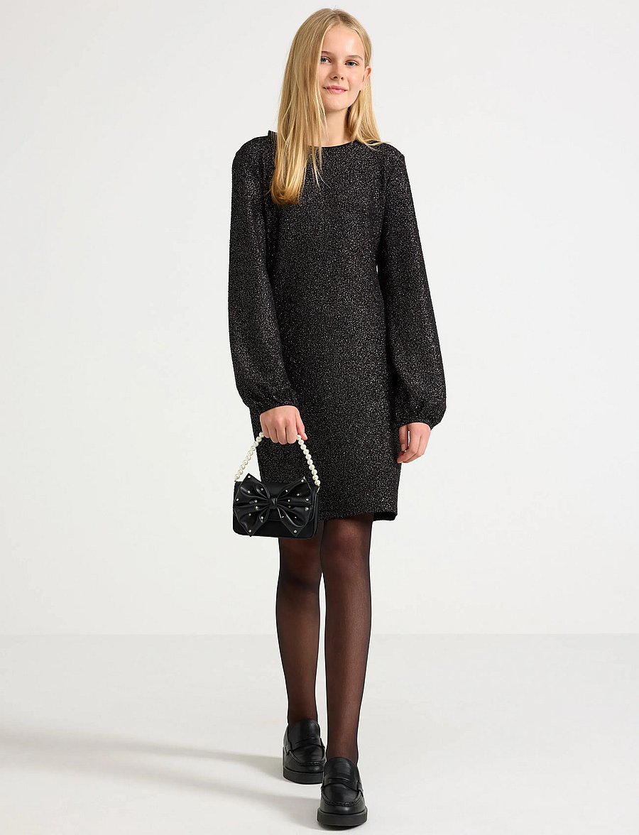 Lindex - Klänning med rosettdetalj - langærmede hverdagskjoler - black - 0