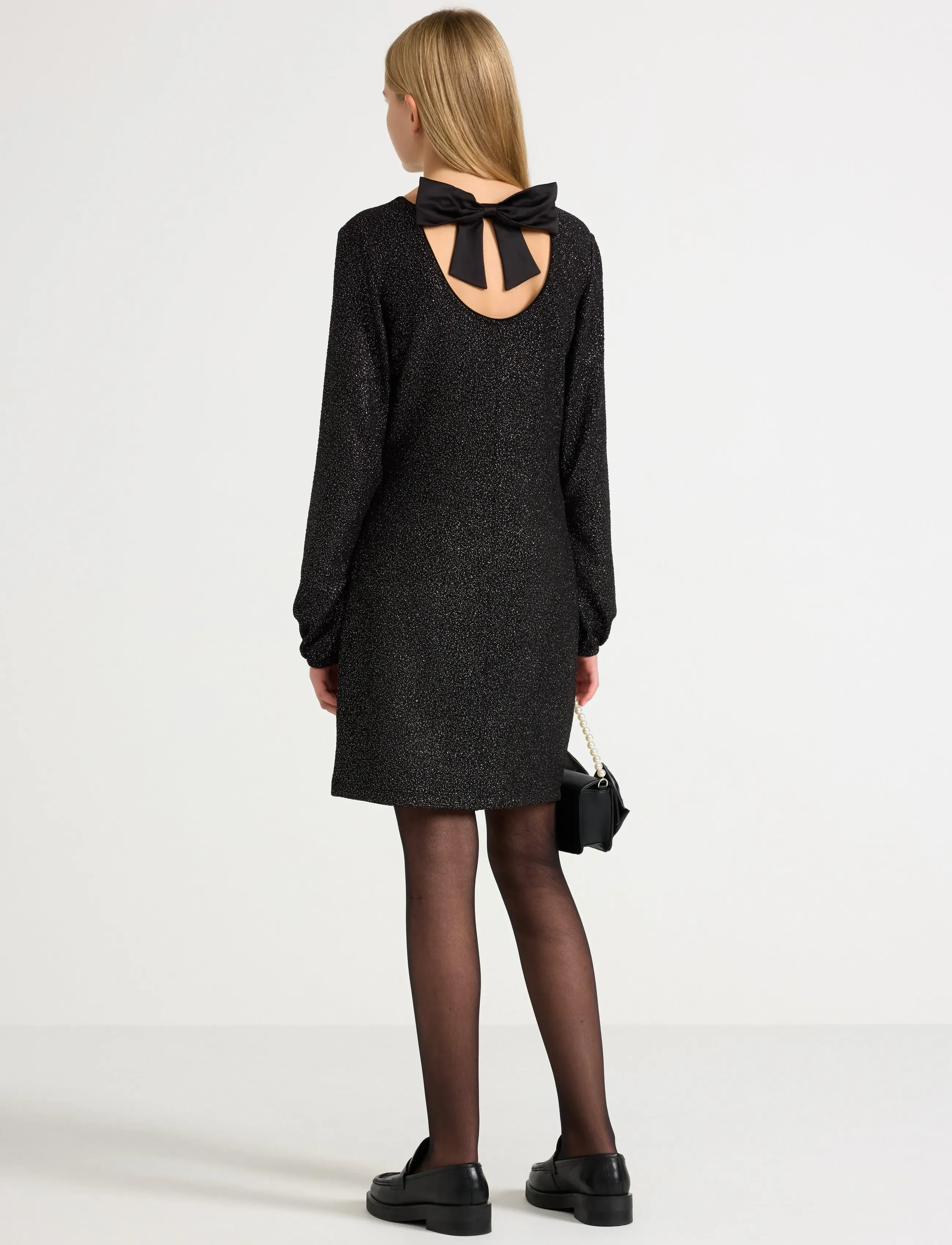 Lindex - Klänning med rosettdetalj - langærmede hverdagskjoler - black - 3