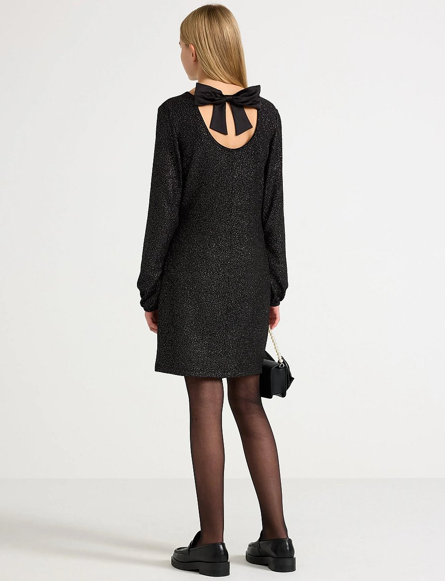 Lindex - Klänning med rosettdetalj - langærmede hverdagskjoler - black - 3