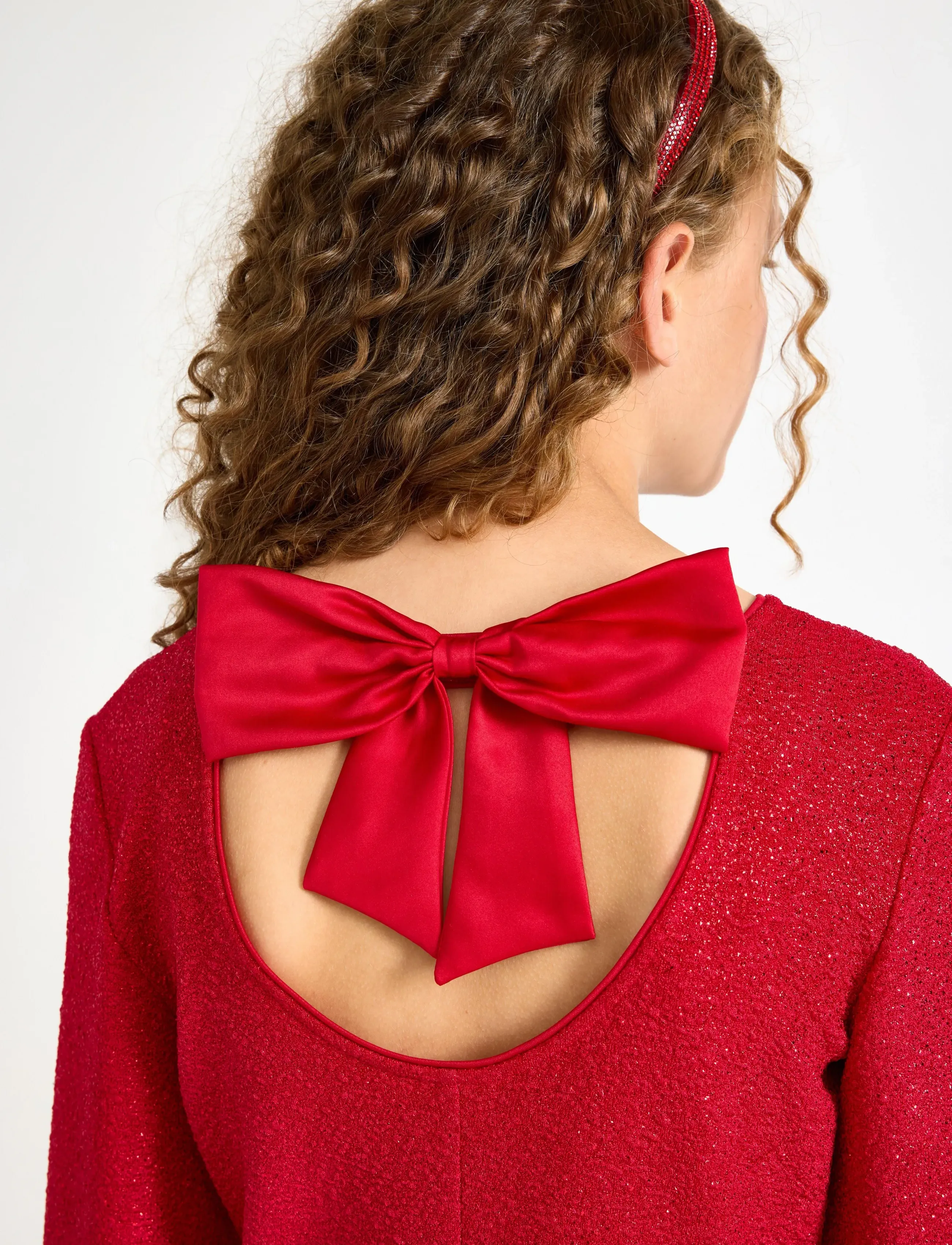 Lindex - Klänning med rosettdetalj - langærmede hverdagskjoler - dark red - 4