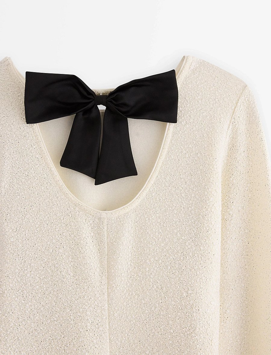 Lindex - Klänning med rosettdetalj - ikdienas kleitas ar garām piedurknēm - light dusty white - 5