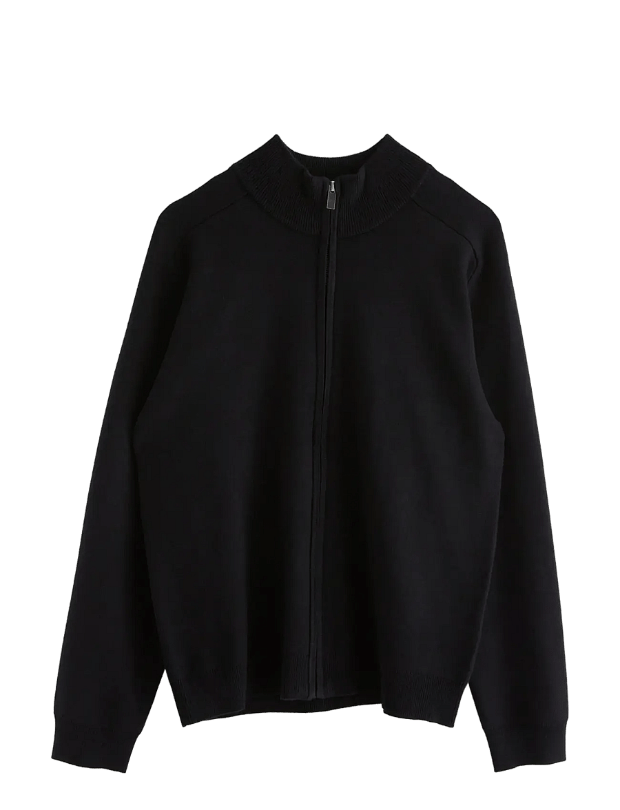 Lindex - Cardigan knitted fullzip - sweatshirts - black - 1