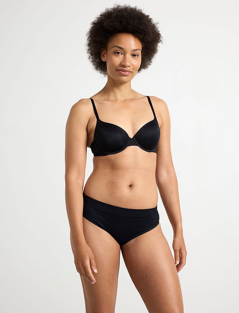 Lindex - Brief Brazi High Seamless Rib - brazilian slips - black - 0