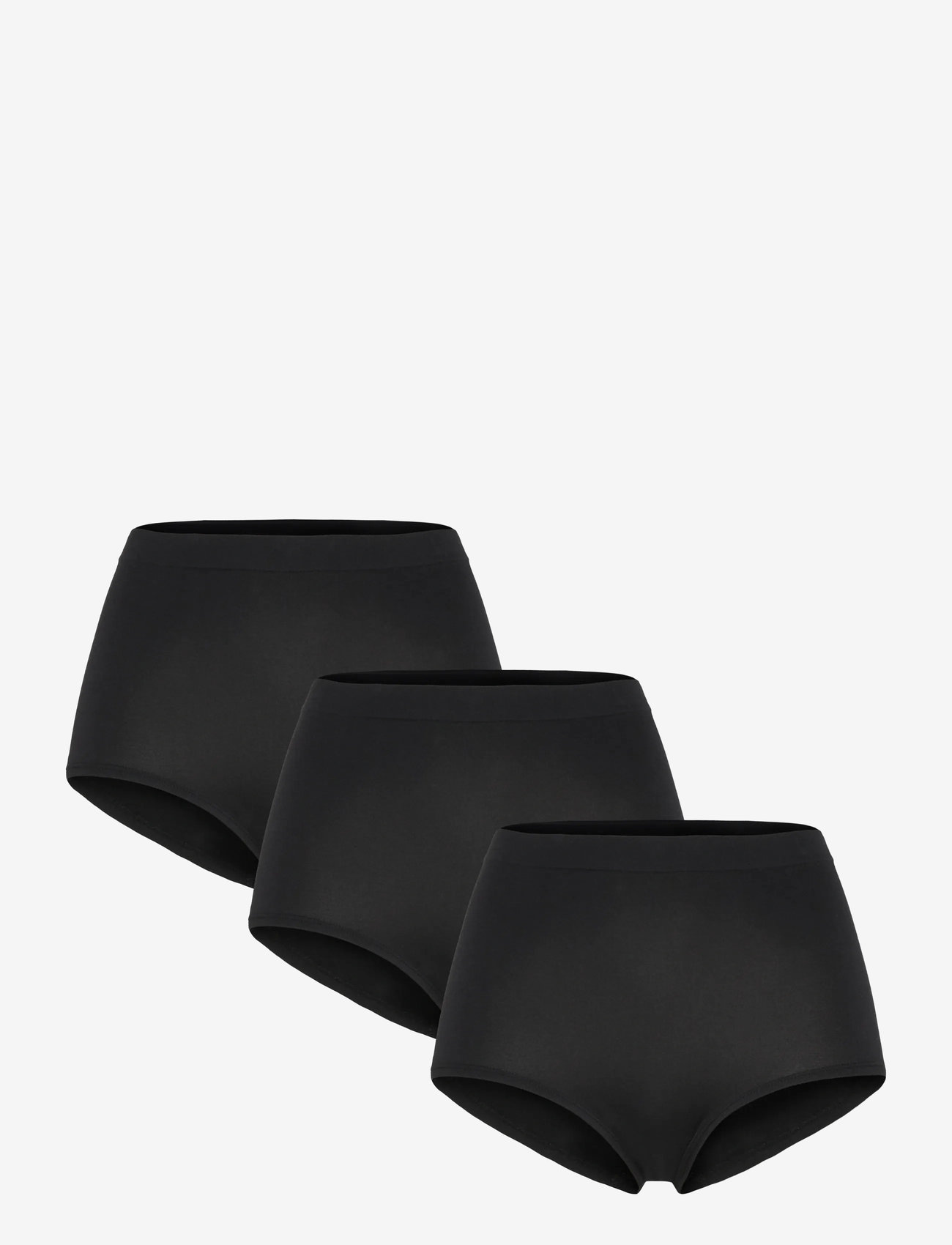 Lindex - Brief Sally High Seamless 3 p - midi & maxi slips - black - 0