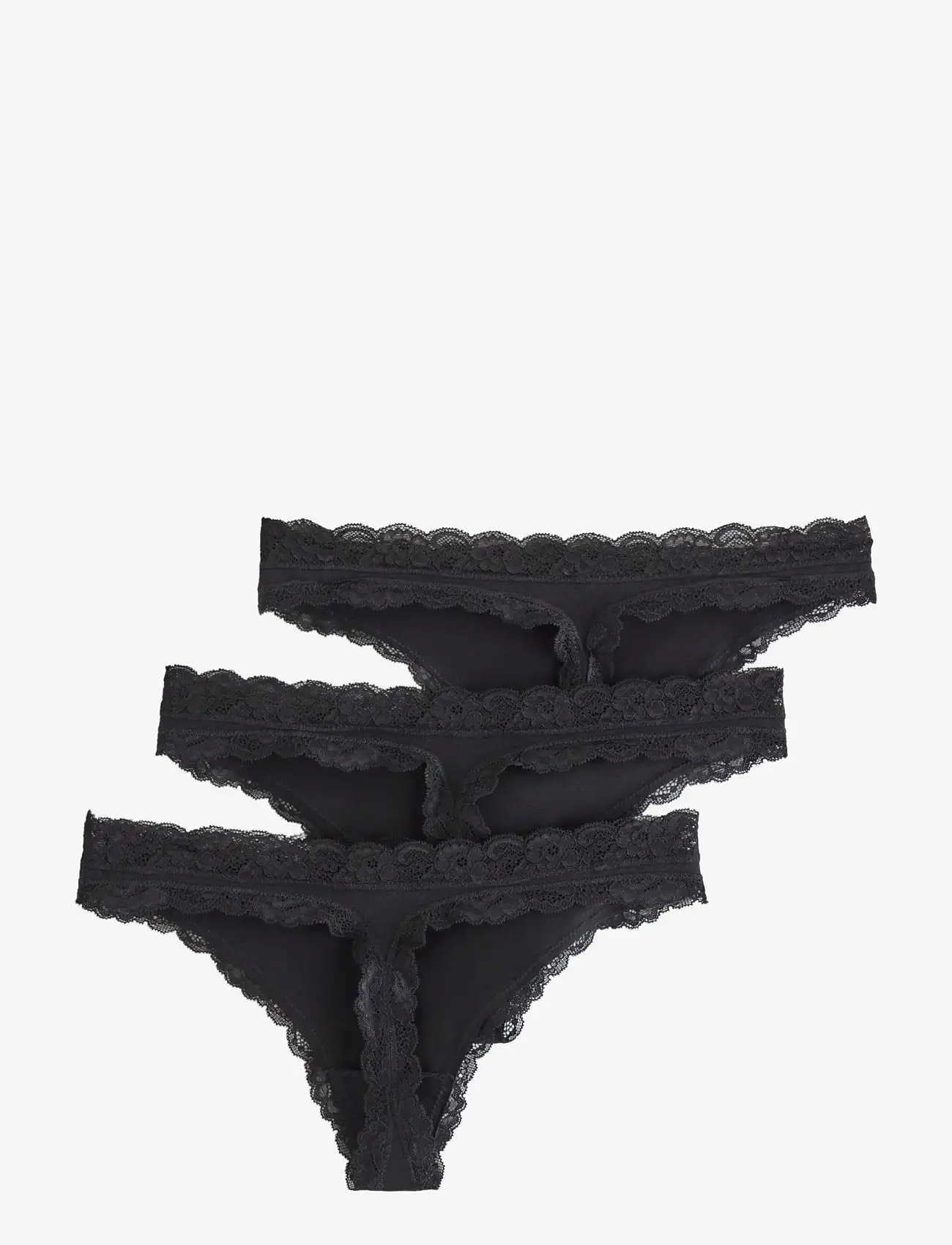 Lindex - 3-pack thongs in cotton - stringtrusser - black - 2