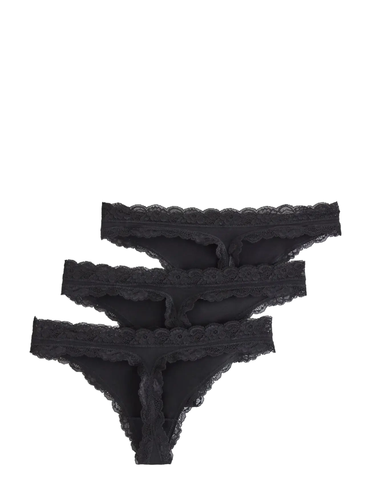 Lindex - 3-pack thongs in cotton - stringid - black - 2