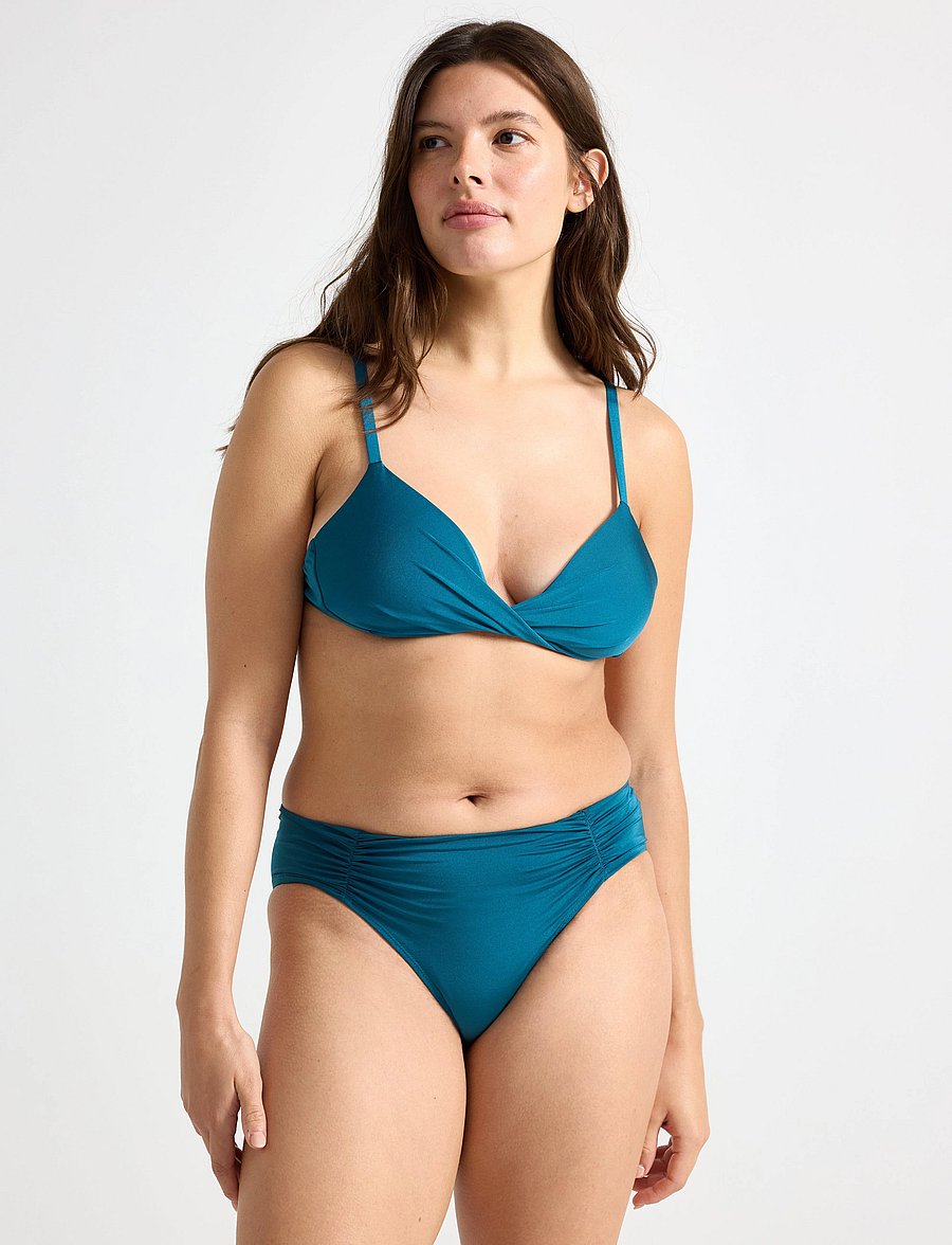 Lindex - Brief Bikini Bella Rouched Shi - bikinibriefs - dark aqua - 0