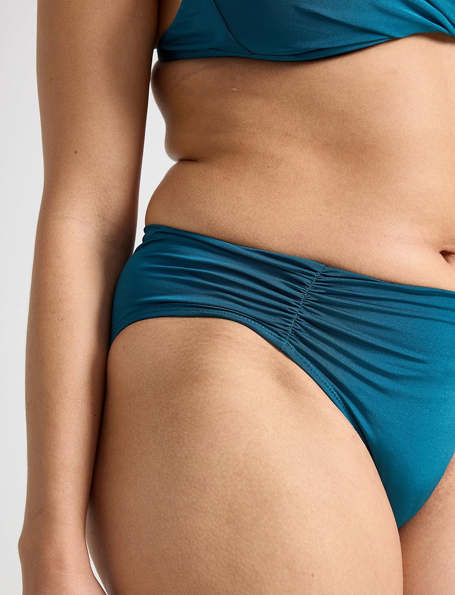 Lindex - Brief Bikini Bella Rouched Shi - bikinibriefs - dark aqua - 4