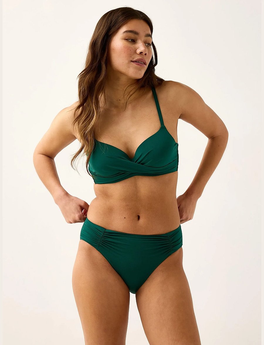 Lindex - Brief Bikini Bella Rouched Shi - bikiinipüksid - dark green - 0
