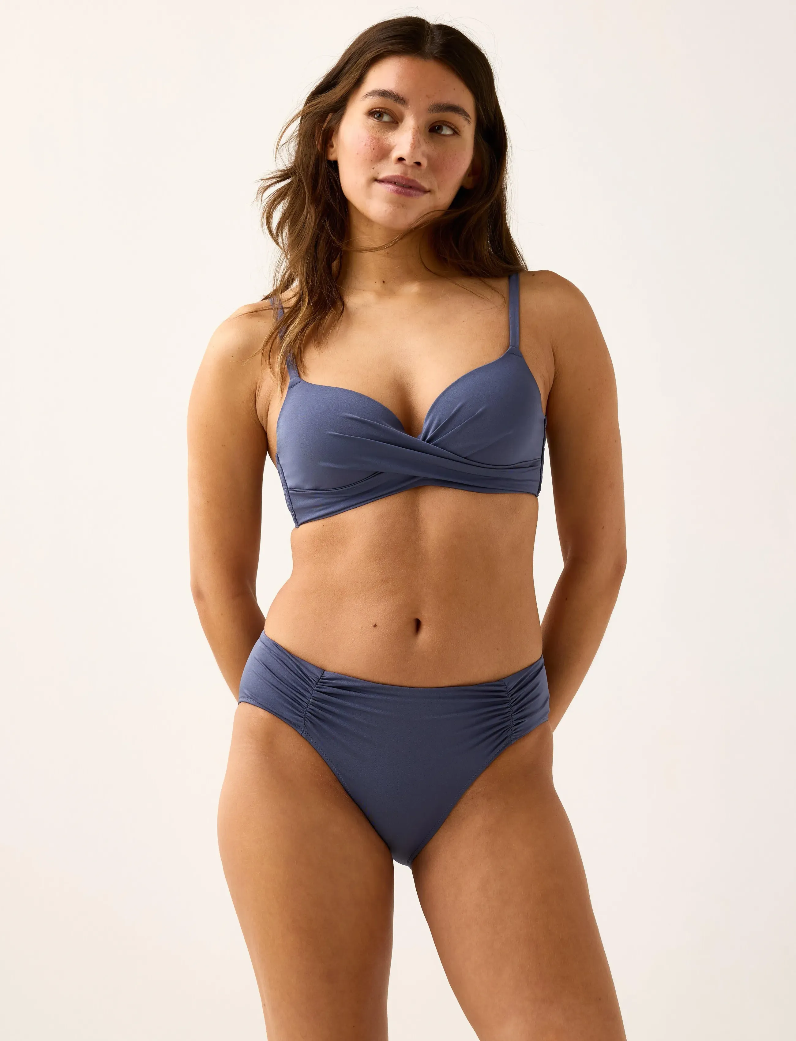Lindex Brief Bikini Bella Rouched Shi, XL, Blue, Bikinis > Bikini Underdele, Dame