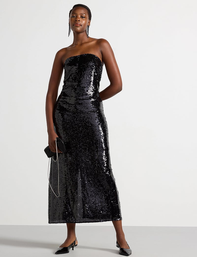 Lindex - Dress Ada - paljettklänningar - black - 0