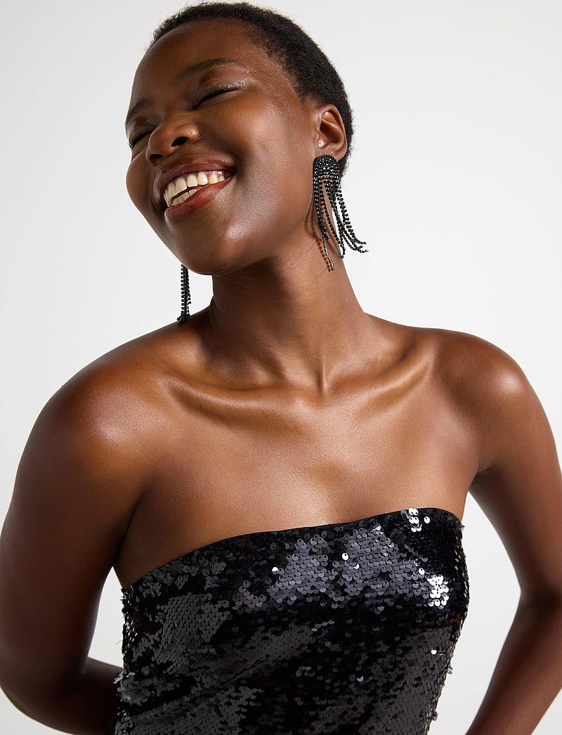 Lindex - Dress Ada - paljettklänningar - black - 4