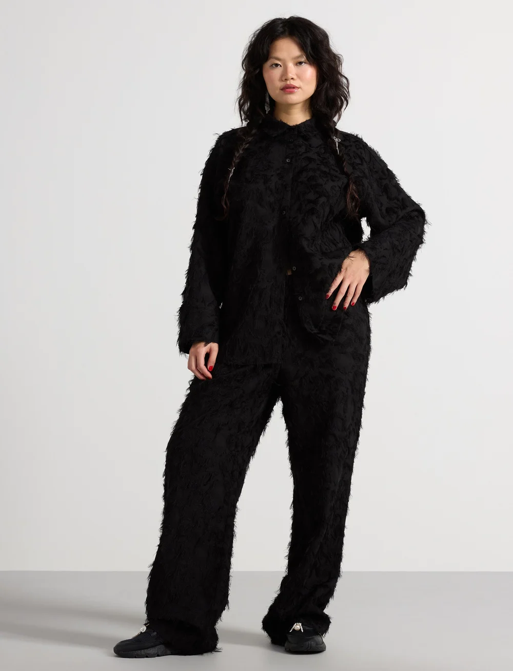 Lindex - Trouser Nora fringe - kostymbyxor - black - 0