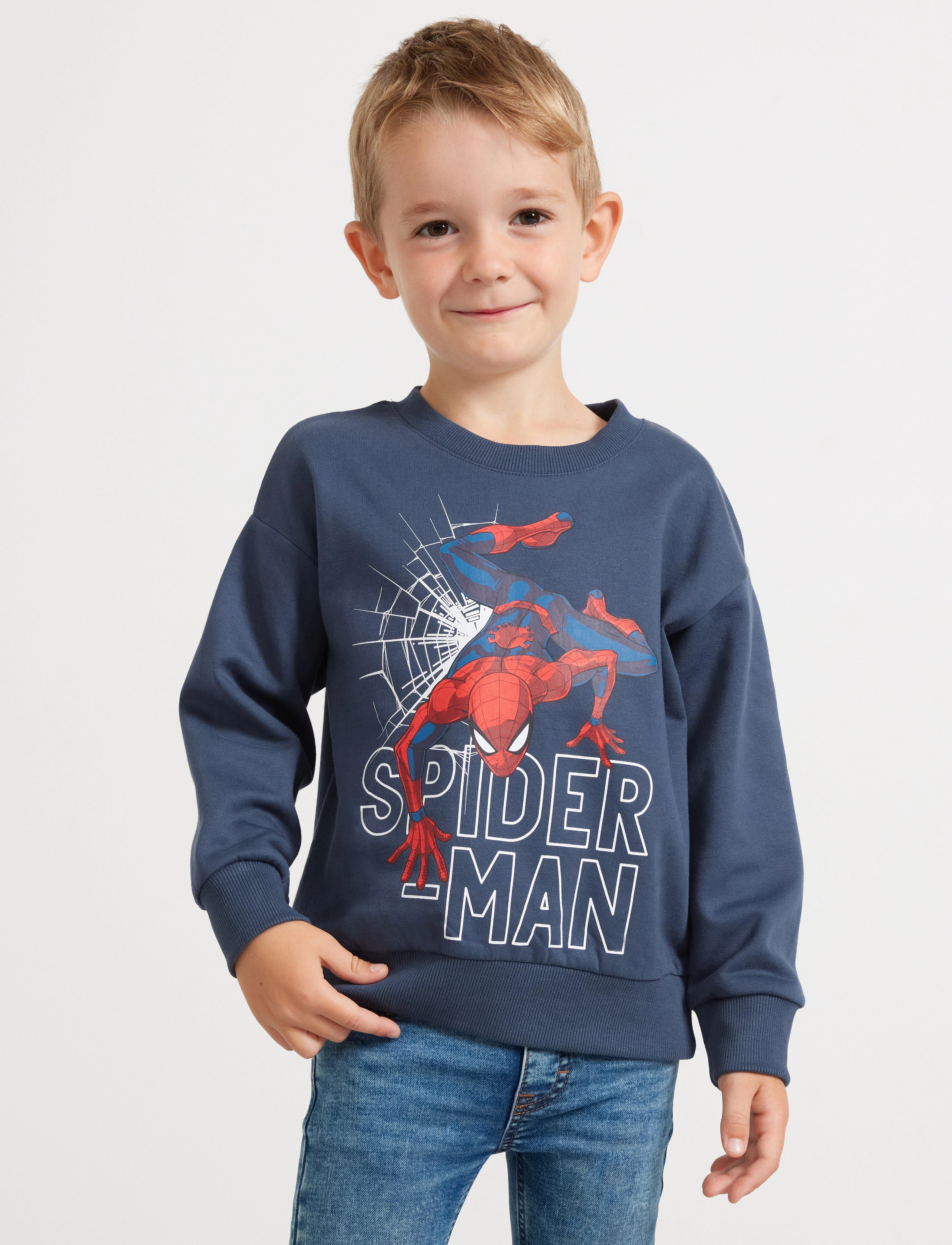 Lindex Spider-Man Collegegenser, Børn, Spider-Man Sweatshirt, Navy, Str: 128