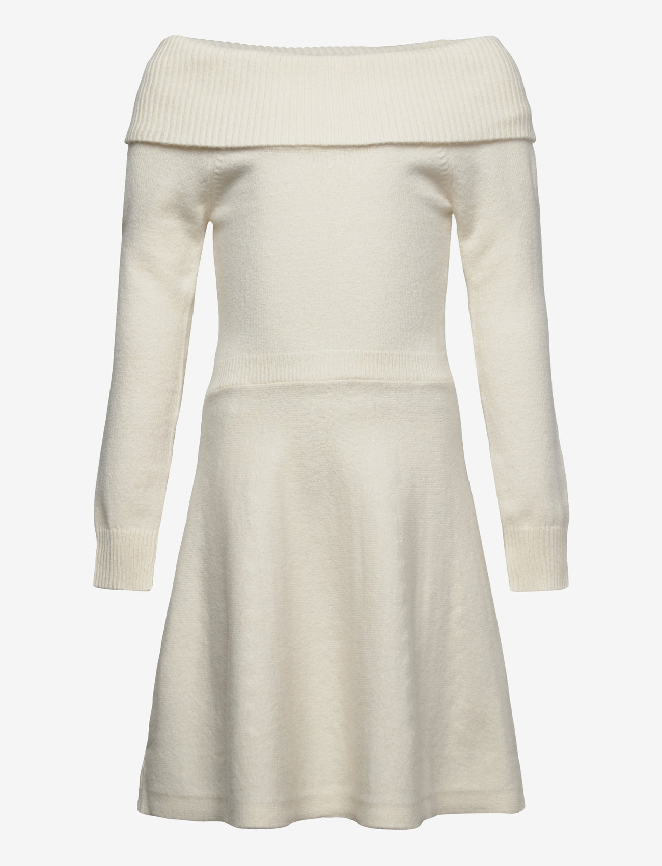 Lindex - Dress Knitted with fold down c - long-sleeved casual dresses - dusty white - 0