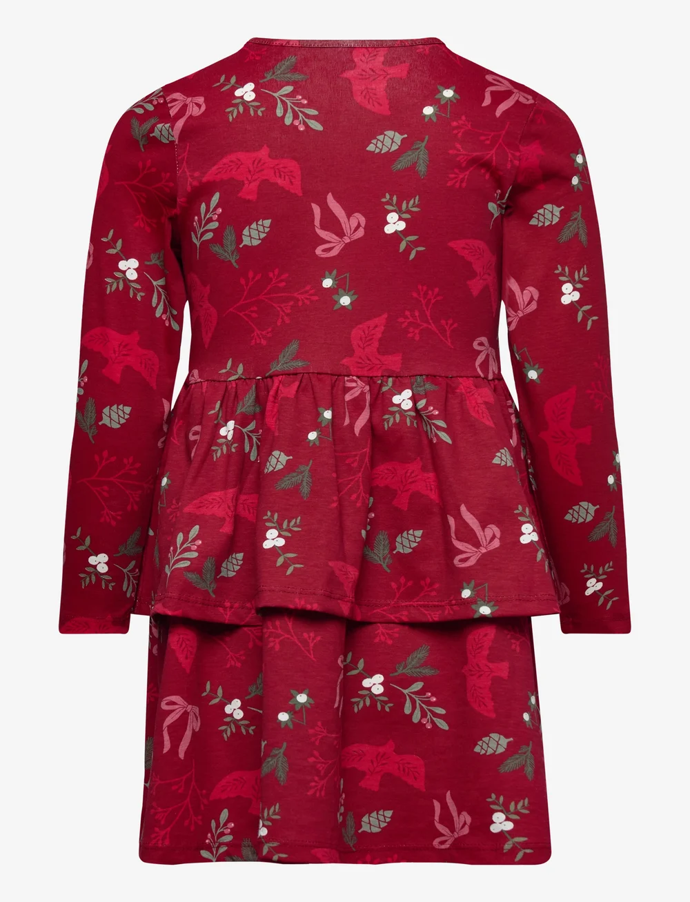 Lindex - Dress peplum AOP - langermede hverdagskjoler - dark dusty red - 2