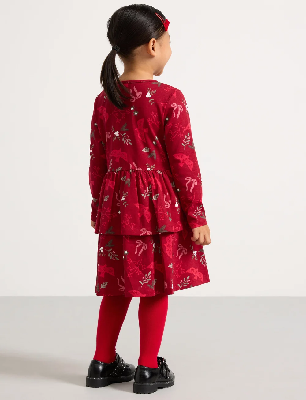 Lindex - Dress peplum AOP - langermede hverdagskjoler - dark dusty red - 3