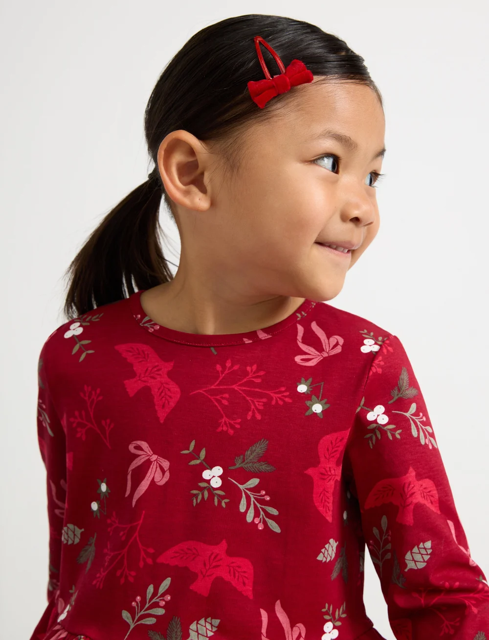 Lindex - Dress peplum AOP - langermede hverdagskjoler - dark dusty red - 4