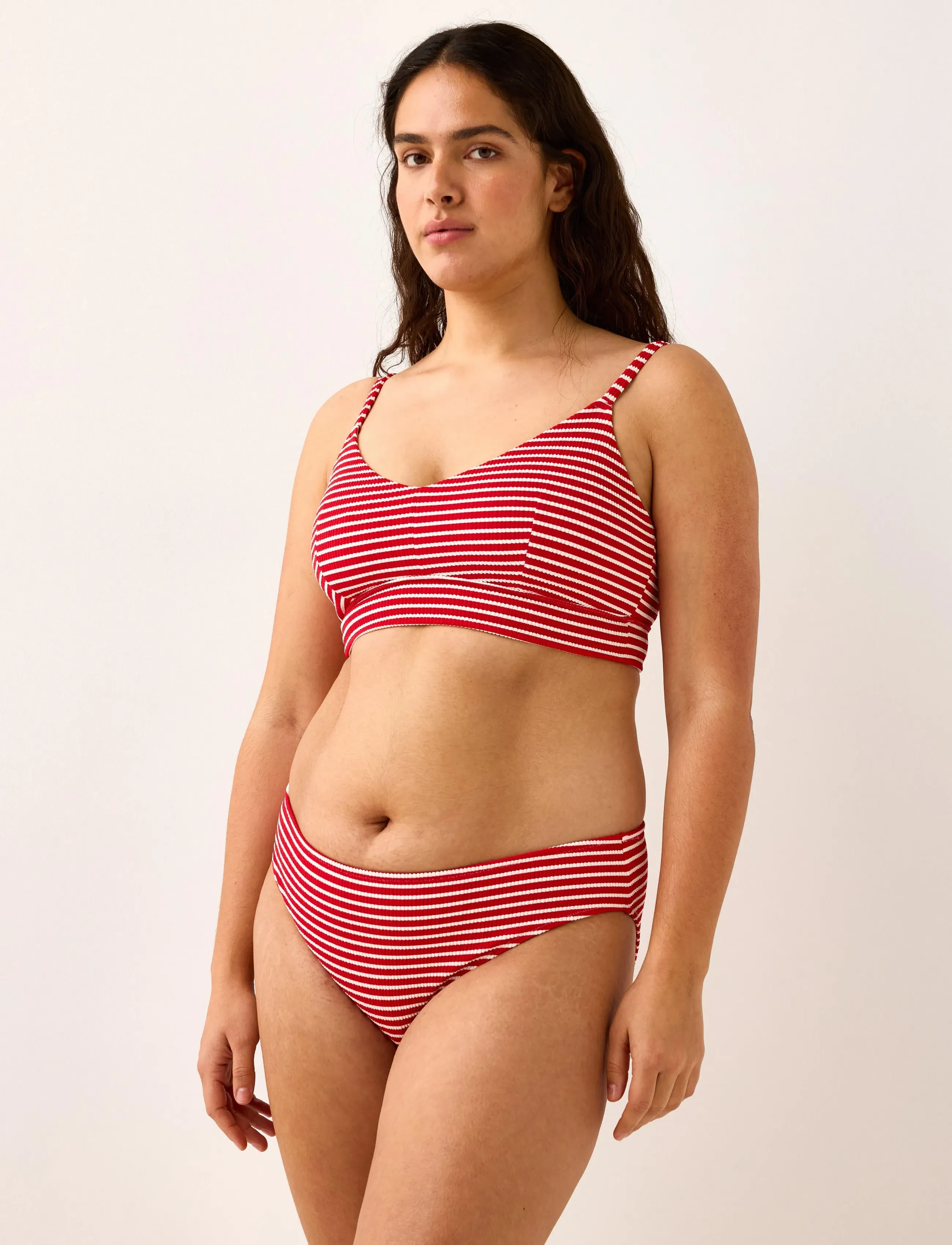 Lindex Bra Kelly Crepe Stripe, XL, Bikinis, Rot - Bikini Oberteile, Frauen