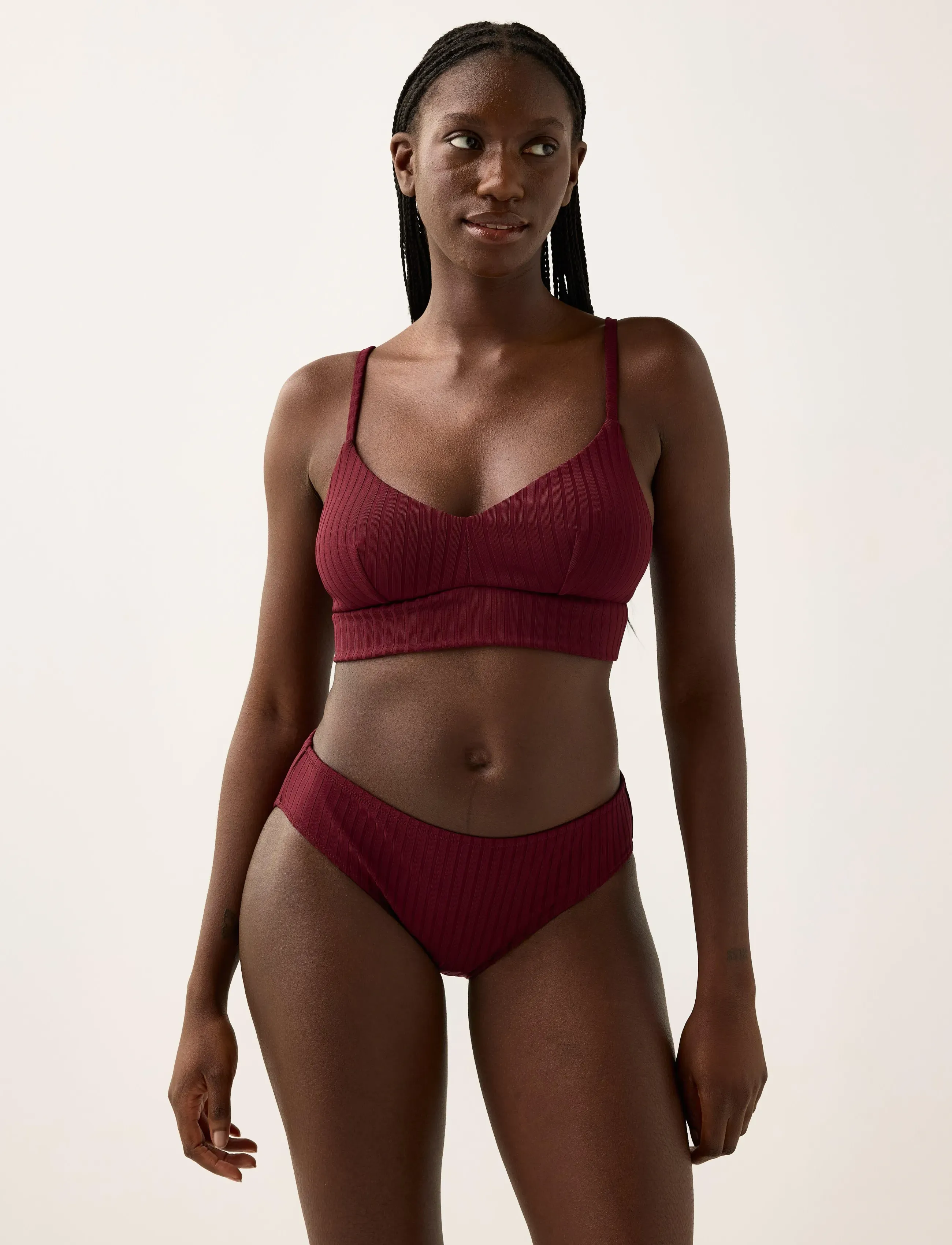 Lindex Bra Kelly Rib - Bademode - DARK DUSTY RED / burgundy