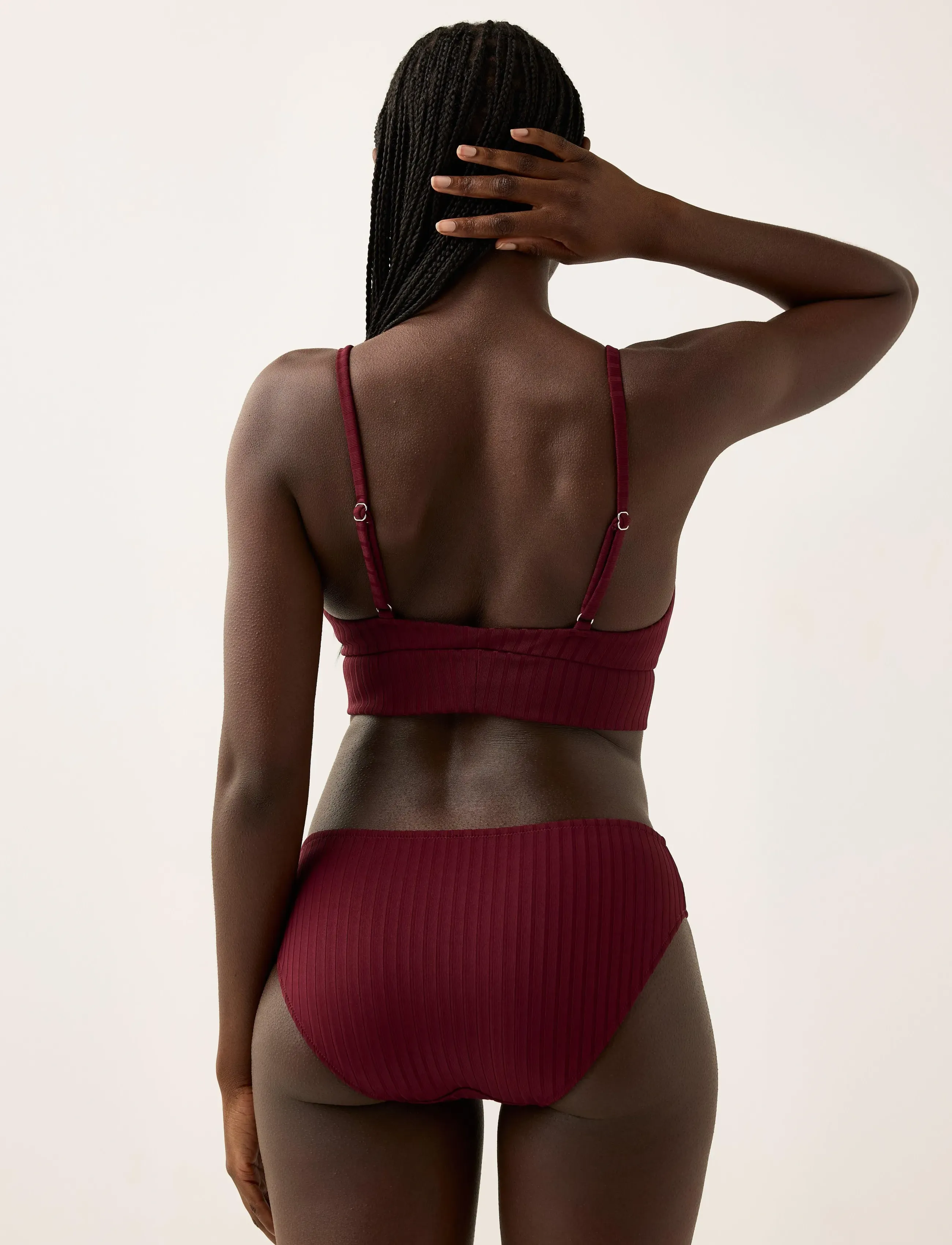 Lindex - Bra Kelly Rib - dreieck-bikini-oberteile - dark dusty red - 3