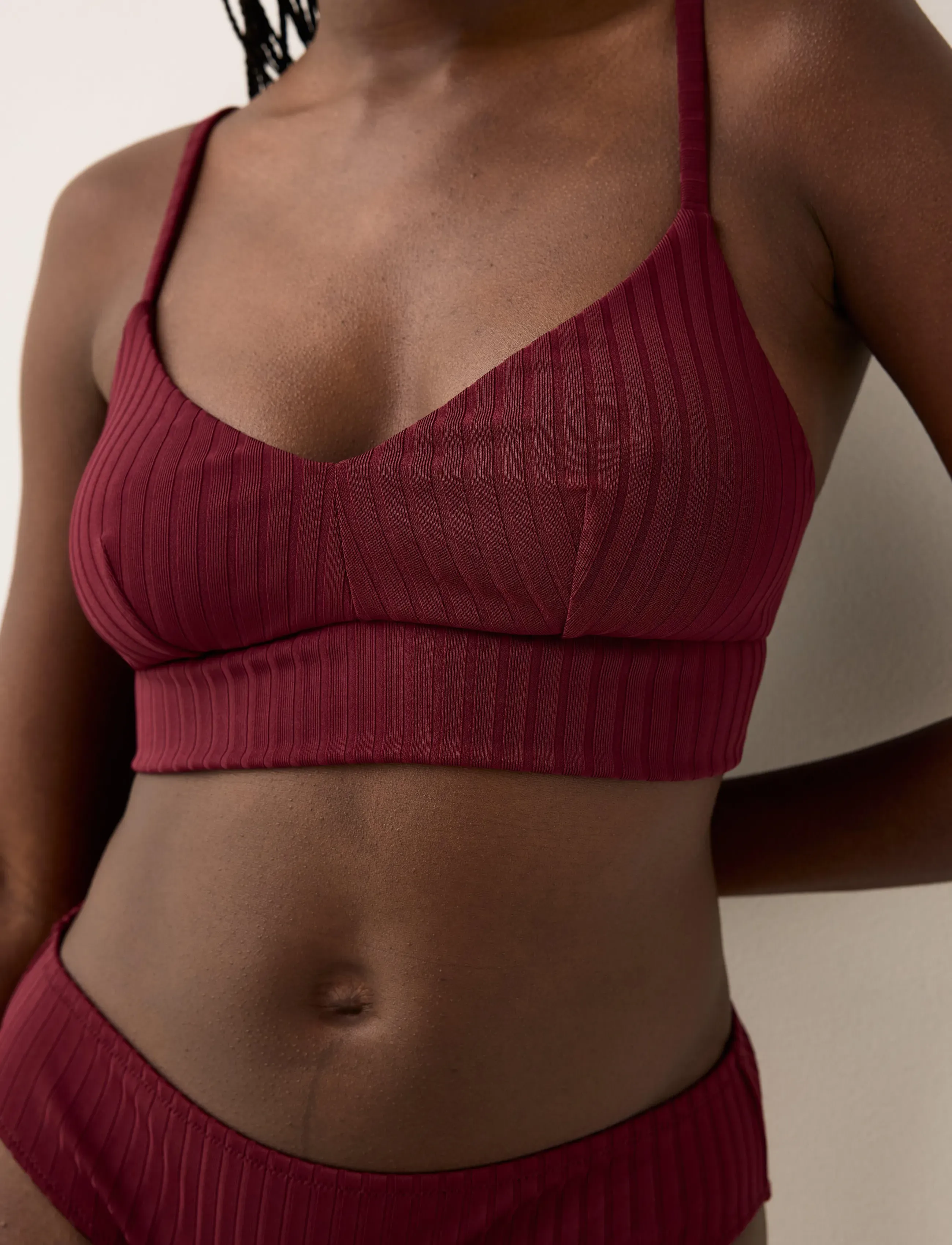 Lindex - Bra Kelly Rib - dreieck-bikini-oberteile - dark dusty red - 4