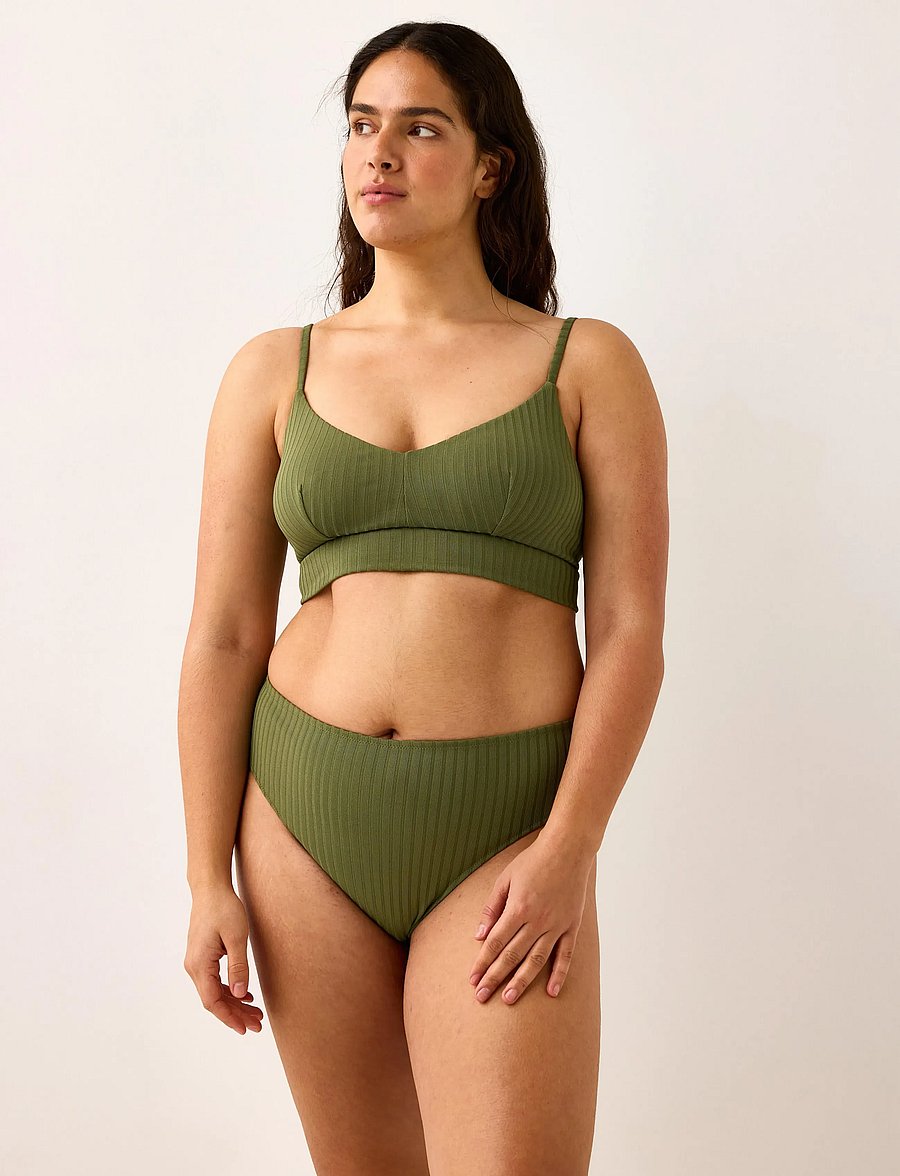 Lindex - Bra Kelly Rib - kolmnurksed bikiinid - dk dusty green - 0