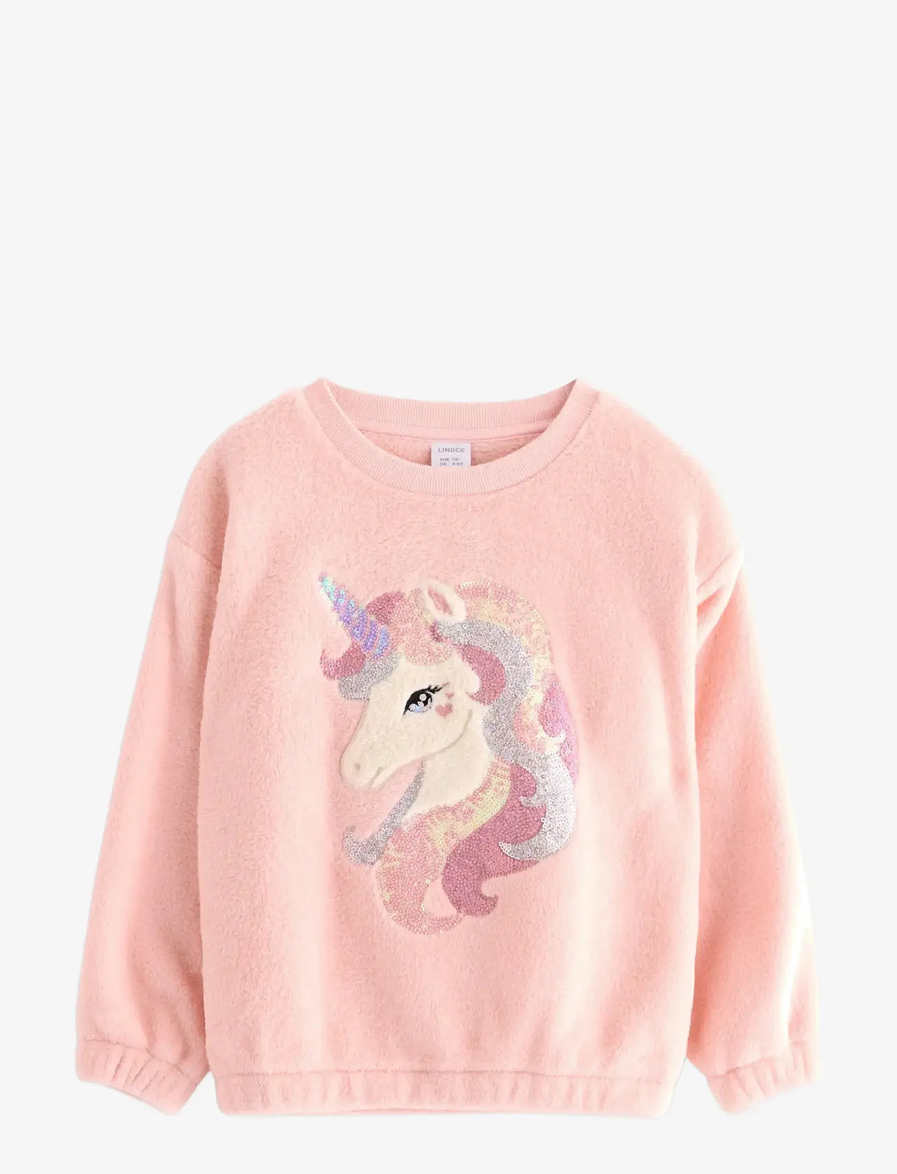 Lindex - Sweater pile unicorn sequins - sweatshirts - light pink - 1