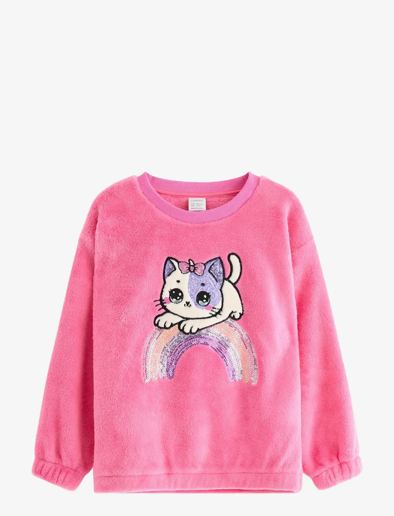 Lindex - Sweater pile unicorn sequins - sweatshirts - pink - 1