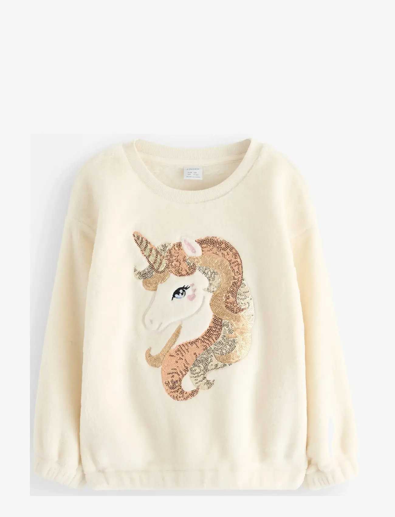 Lindex - Sweater pile unicorn sequins - sweatshirts - white - 1