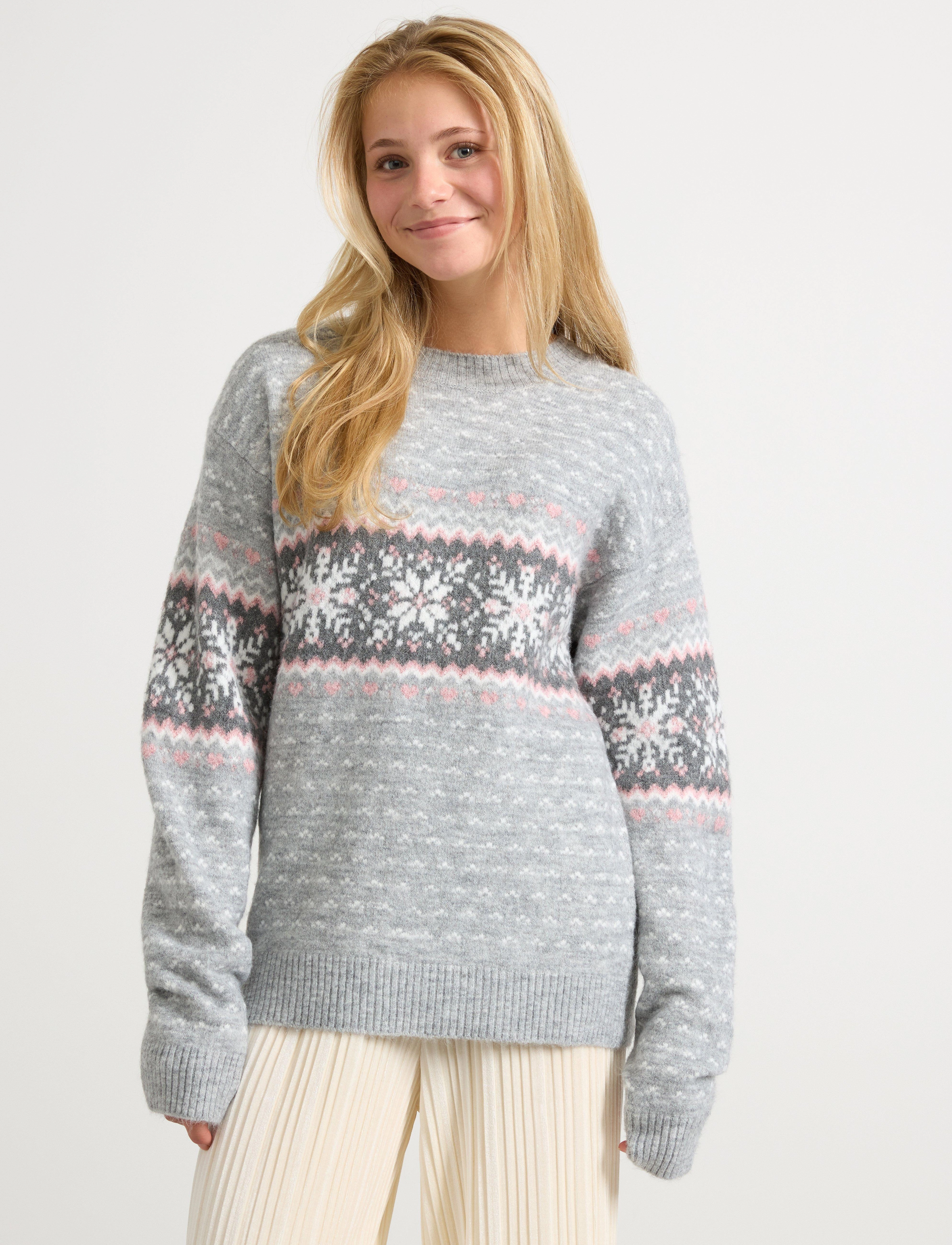 Lindex Sweater winter fair isle - Strickmode - GREY MELANGE / grey