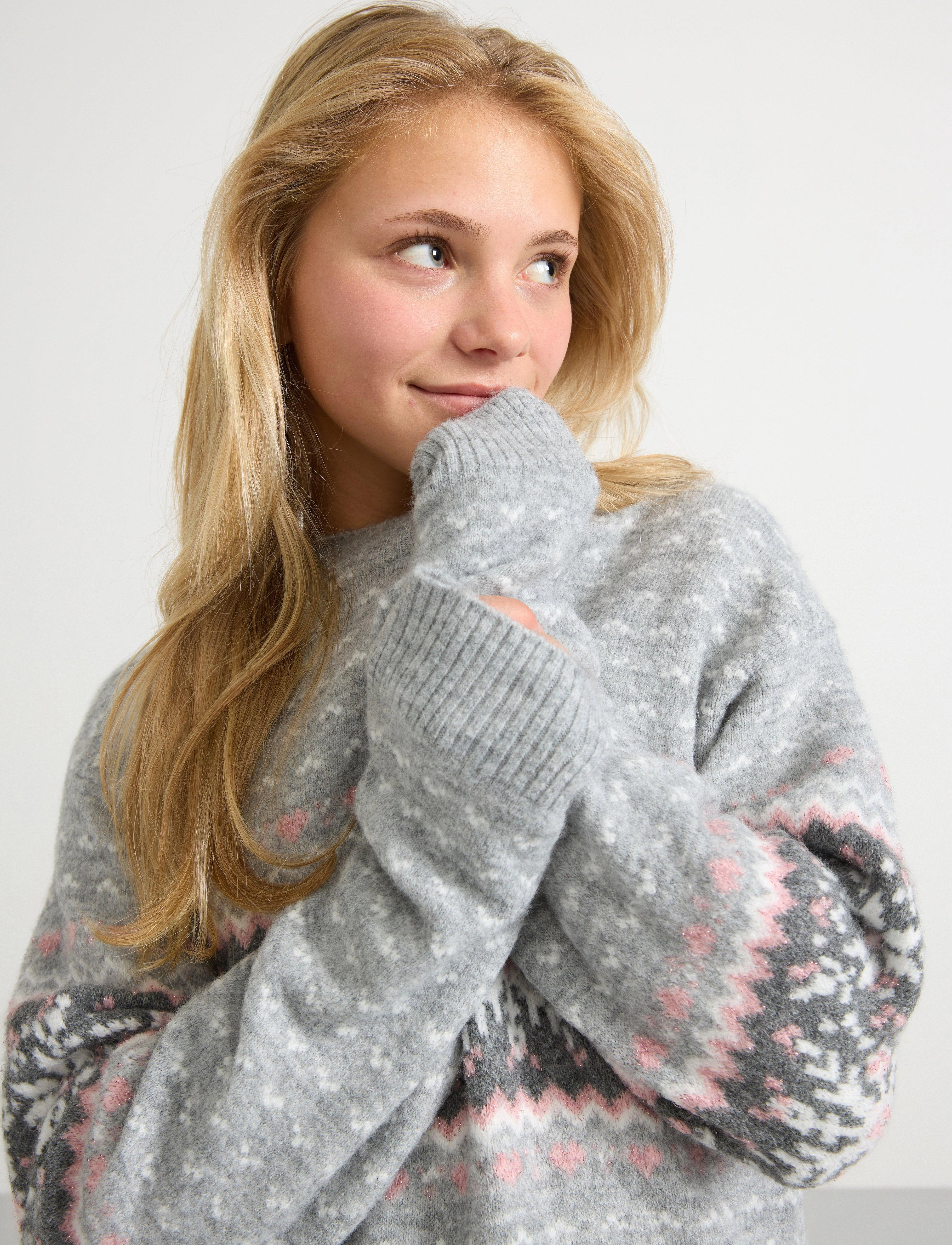 Lindex - Sweater winter fair isle - trøjer - grey melange - 4