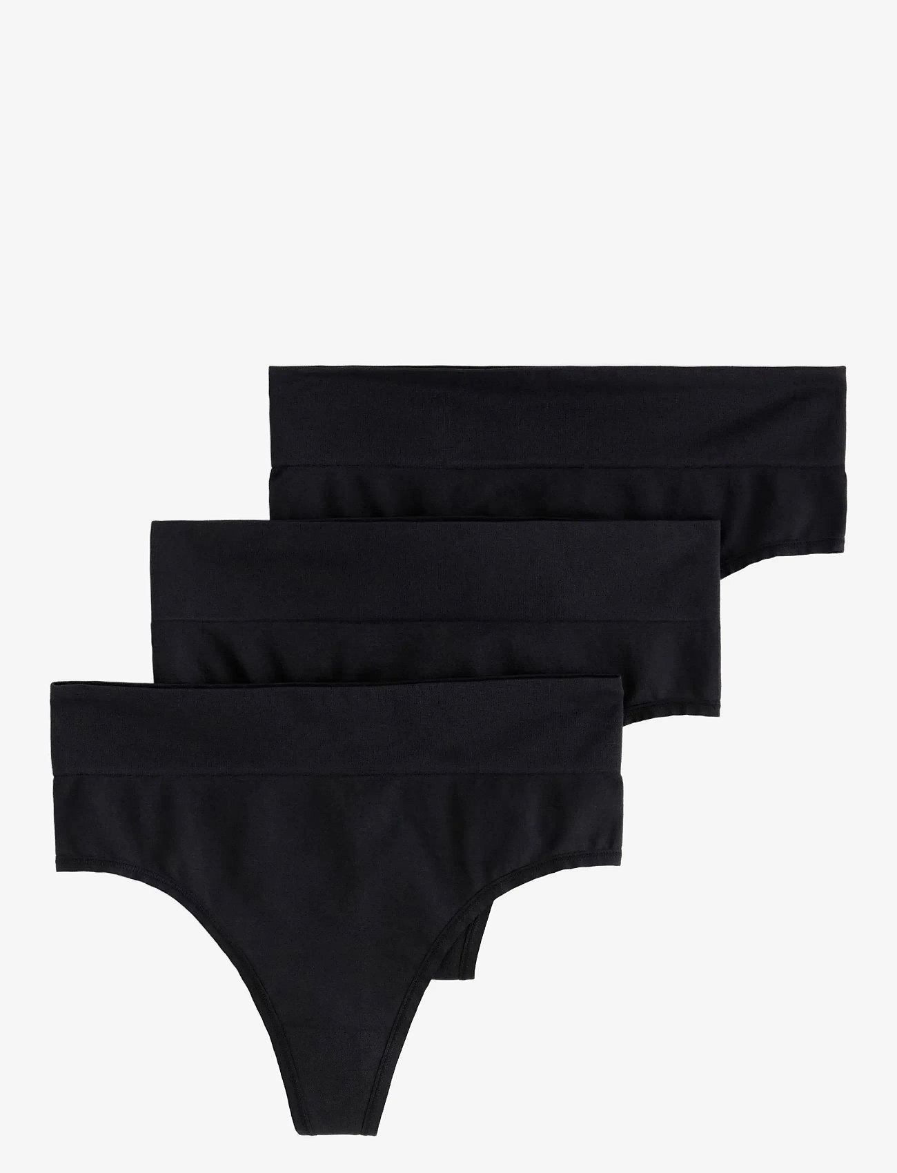 Lindex - Brief Thong high Seamless Joy - midi & maxi slips - black - 1