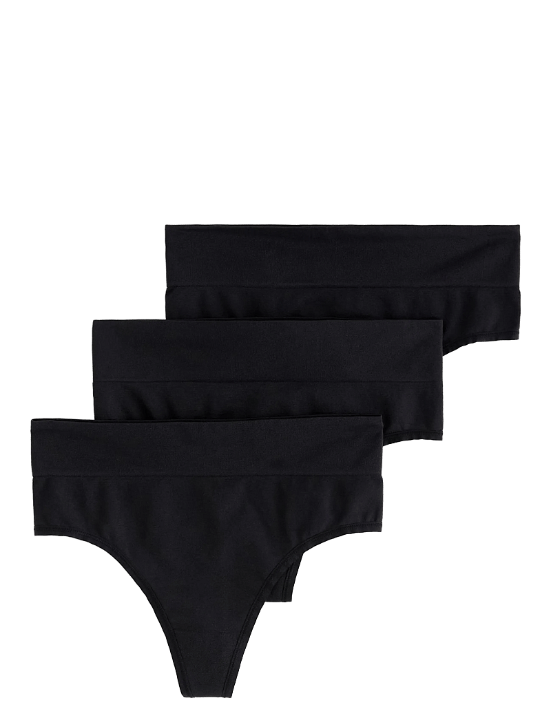 Lindex - Brief Thong high Seamless Joy - midi & maxi slips - black - 1