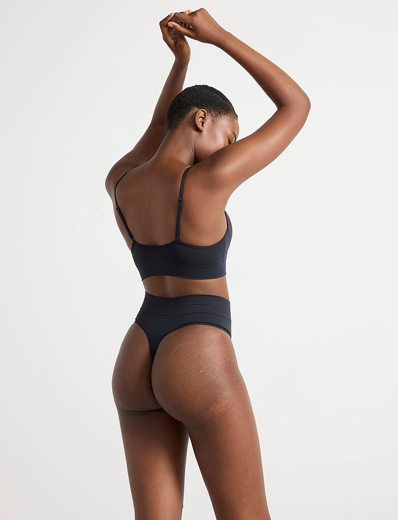 Lindex - Brief Thong high Seamless Joy - midi & maxi slips - black - 3