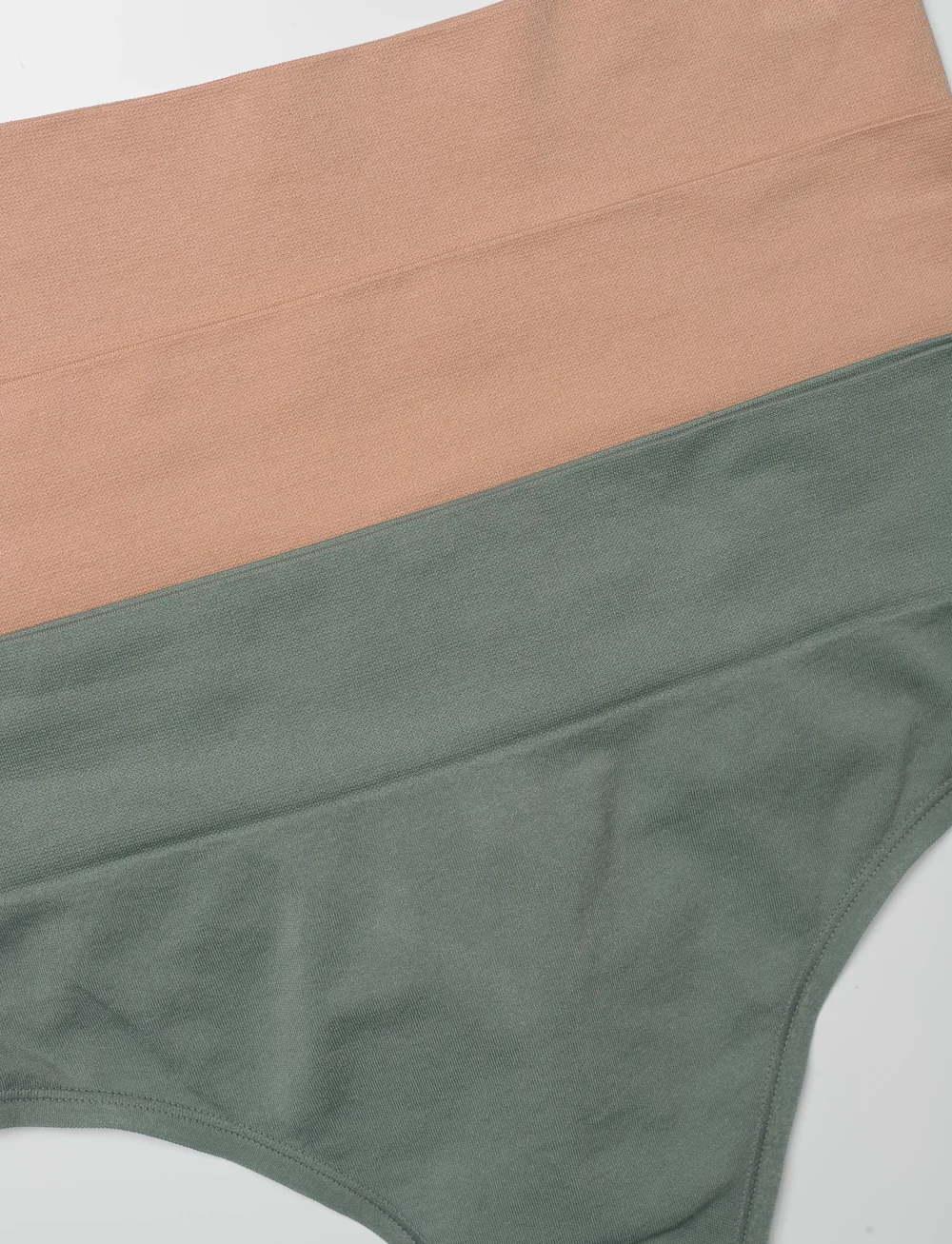 Lindex - Brief Thong high Seamless Joy - midi & maxi truser - dusty green - 1