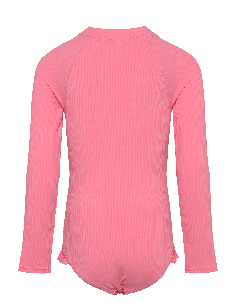 Lindex - Swimsuit l s solid rib - badpakken - pink - 1