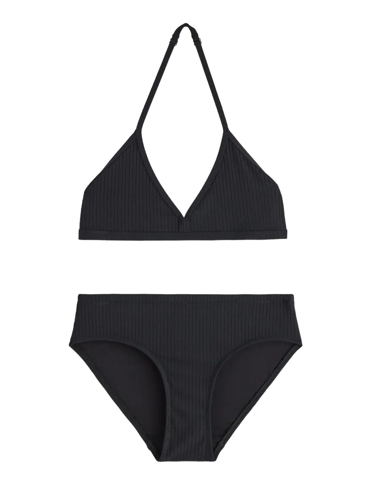 Lindex Bikini Triangle Rib, 128, Black, Badetøj > Bikinier, Børn