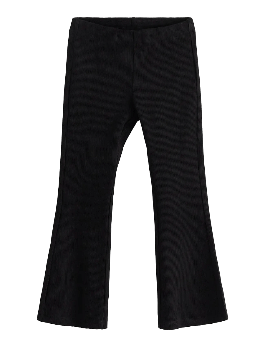 Lindex - leggings flare 2x2 rib - leggings - black - 1