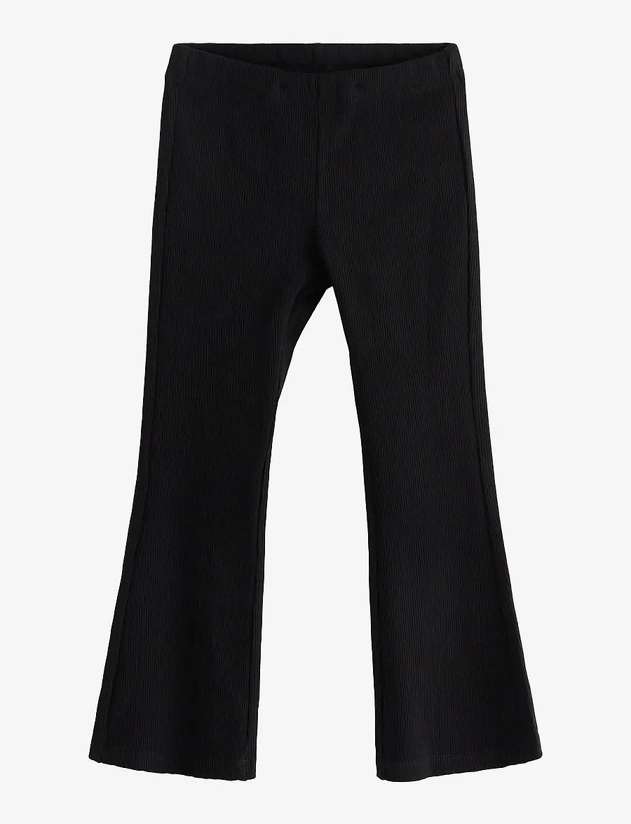 Lindex - Ribbed flared leggings - retuusid - black - 1