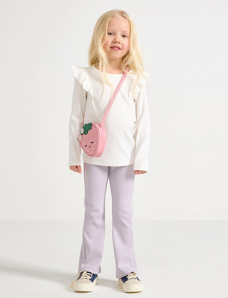 Lindex - leggings flare 2x2 rib - leggings - light dusty lilac - 0